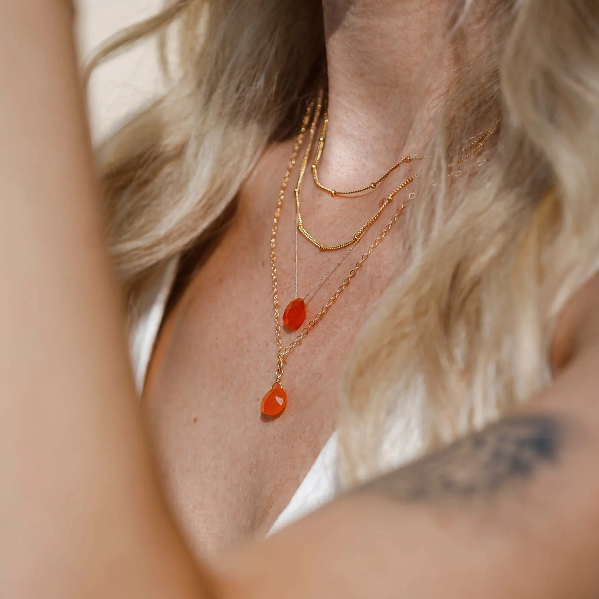 Orange Carnelian Fine Cord Necklace