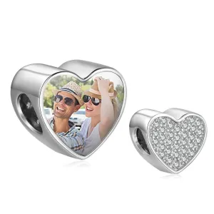 Personalized Charms Photo Beads Fit DIY Bracelet With Cubic Zirconia