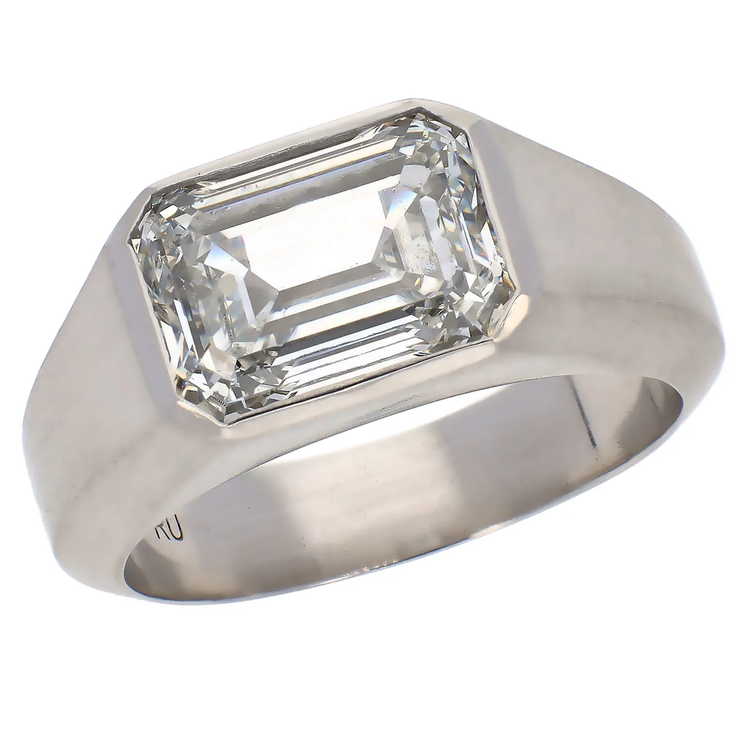 Platinum Emerald Cut Lab Diamond Ring