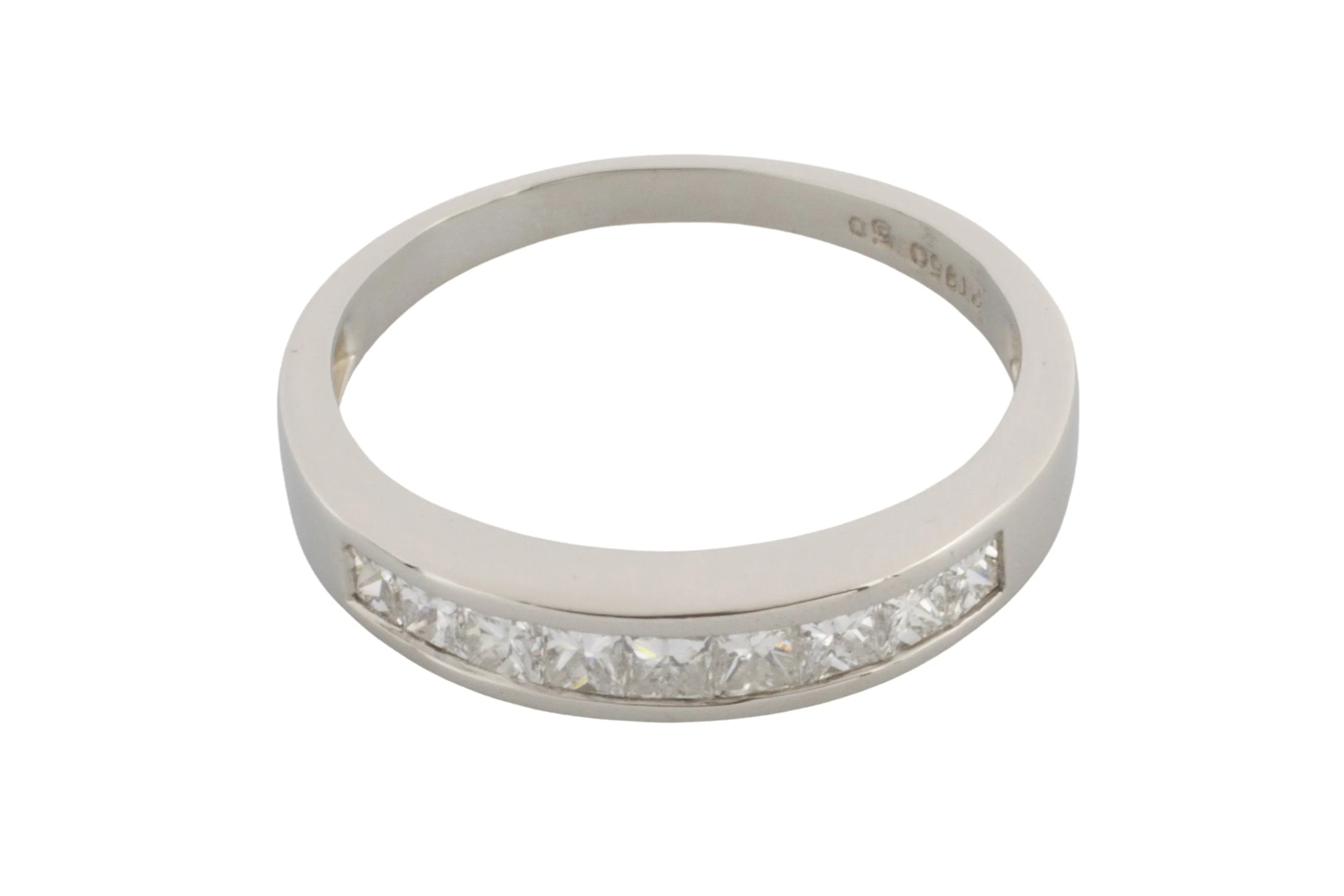 Platinum half eternity band with princess cut diamonds