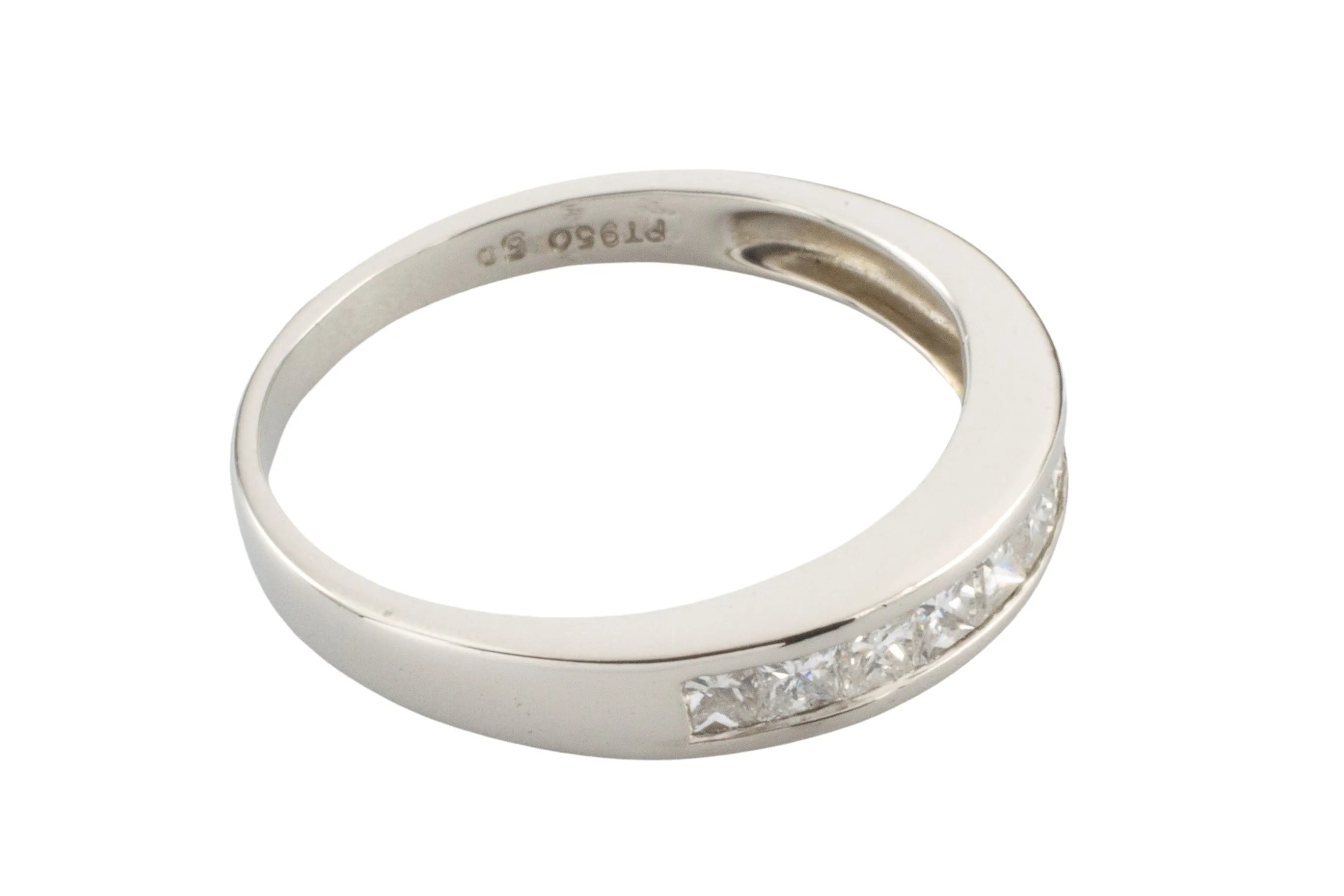 Platinum half eternity band with princess cut diamonds