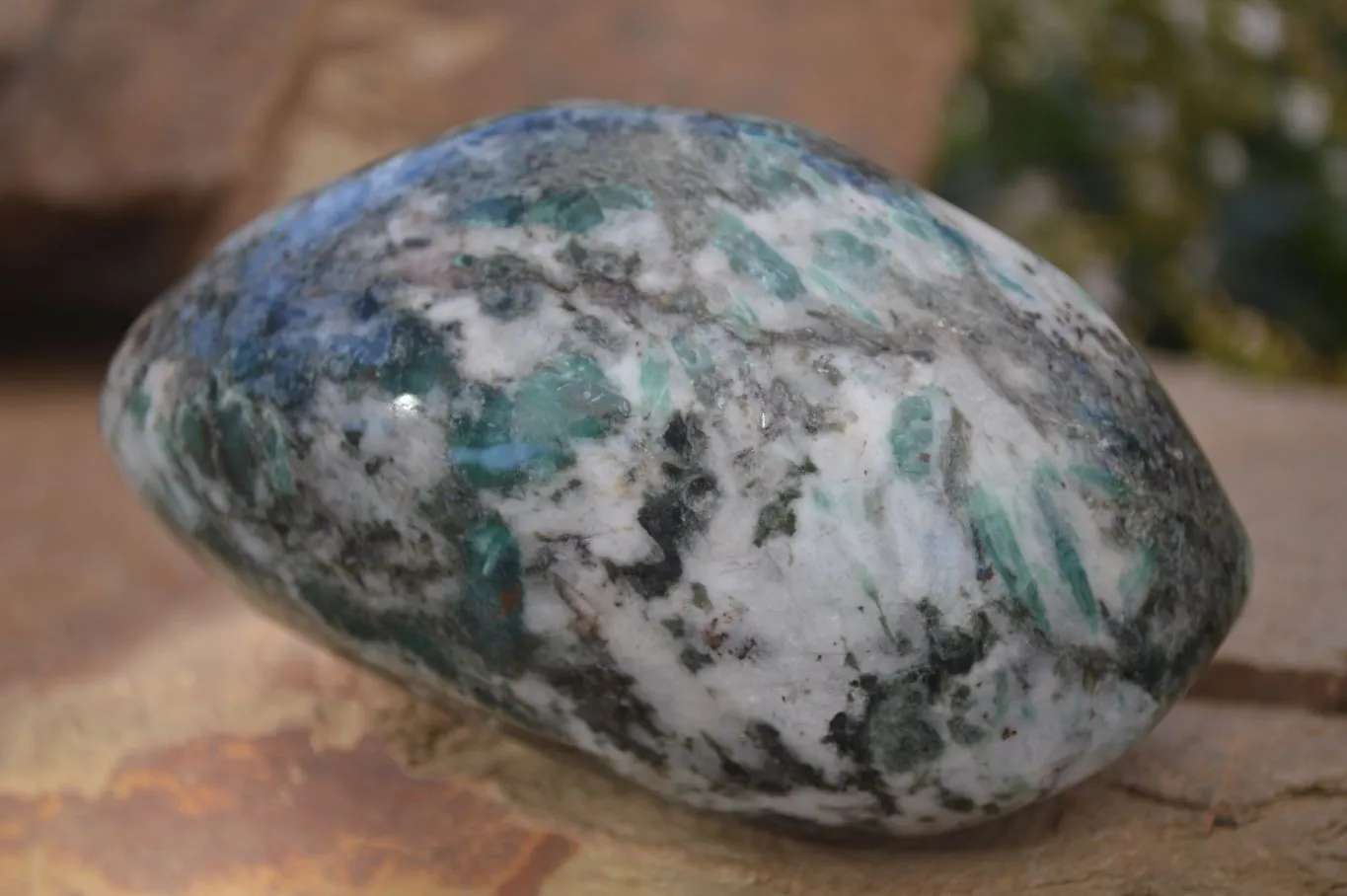 Polished Emerald Mica In Matrix Free Forms x 2 From Mutoko, Zimbabwe