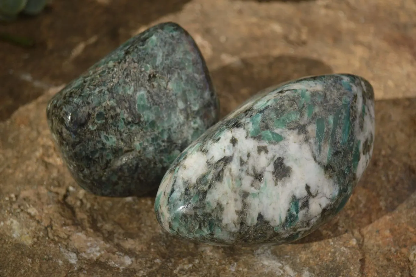 Polished Emerald Mica In Matrix Free Forms x 2 From Mutoko, Zimbabwe