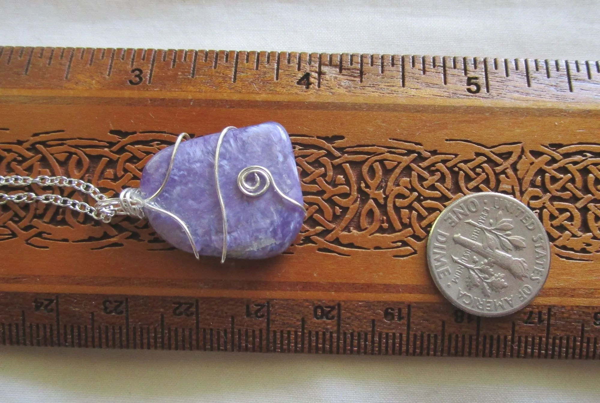 Purple Charoite Natural Gemstone Crystal Pendant Necklace