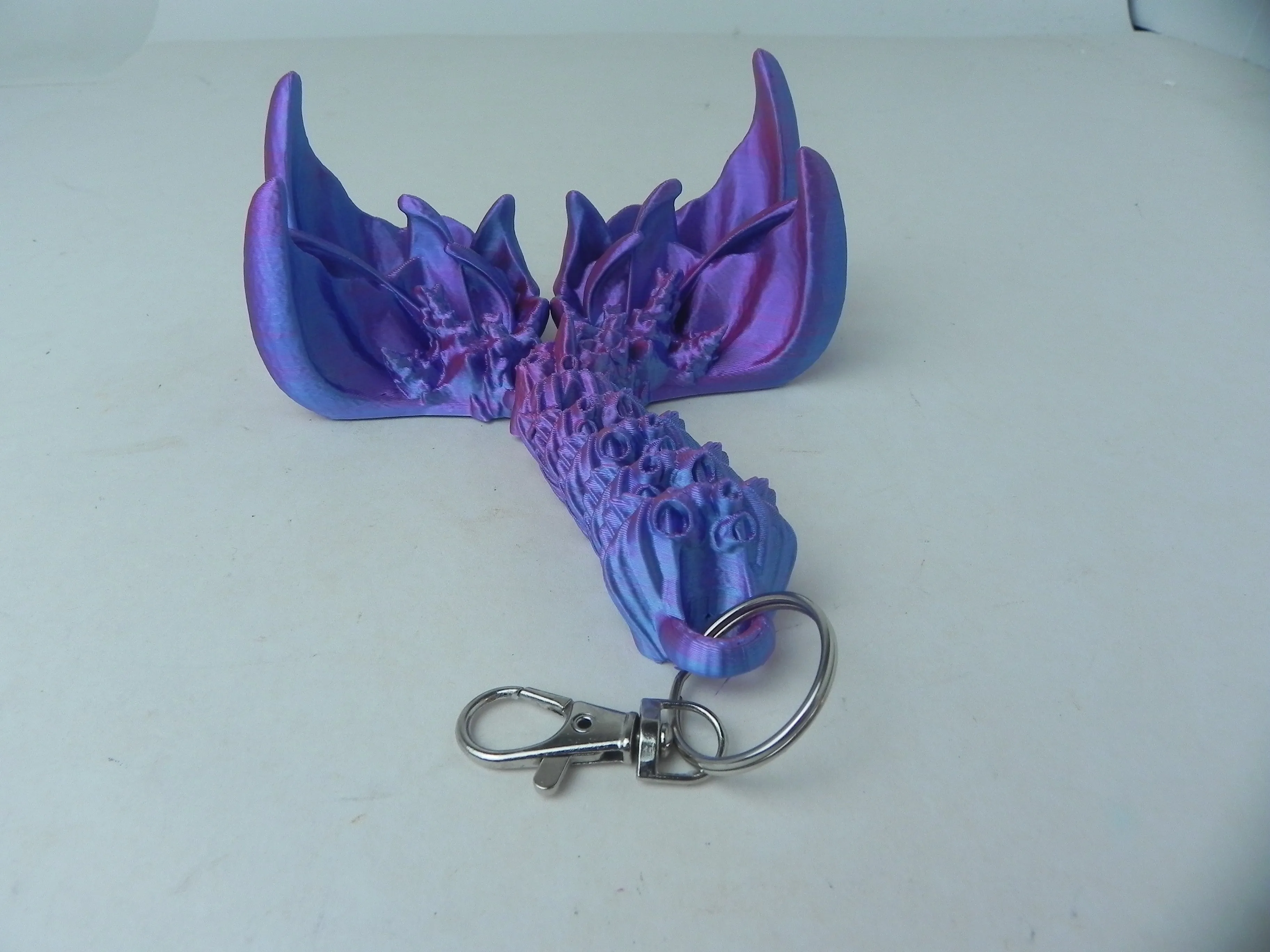 Purple Pink Coral Dragon Fidget 3D Printed Articulated Dragon Keychain