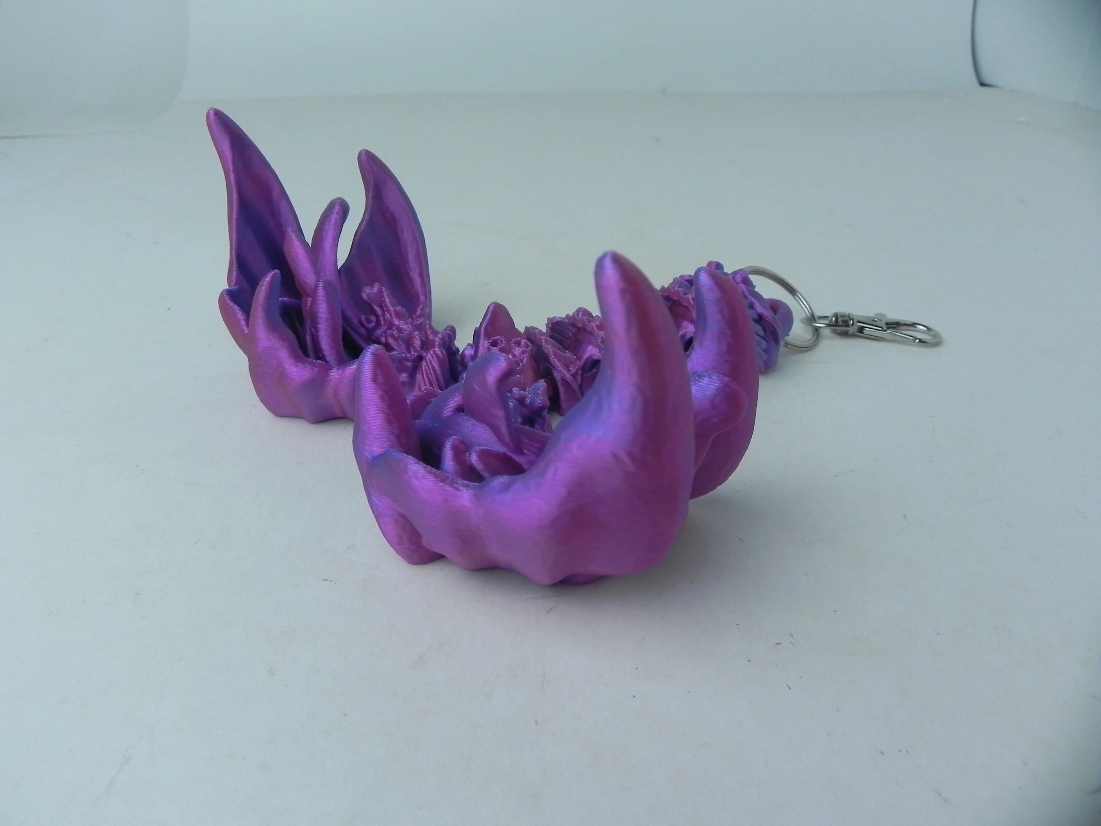 Purple Pink Coral Dragon Fidget 3D Printed Articulated Dragon Keychain