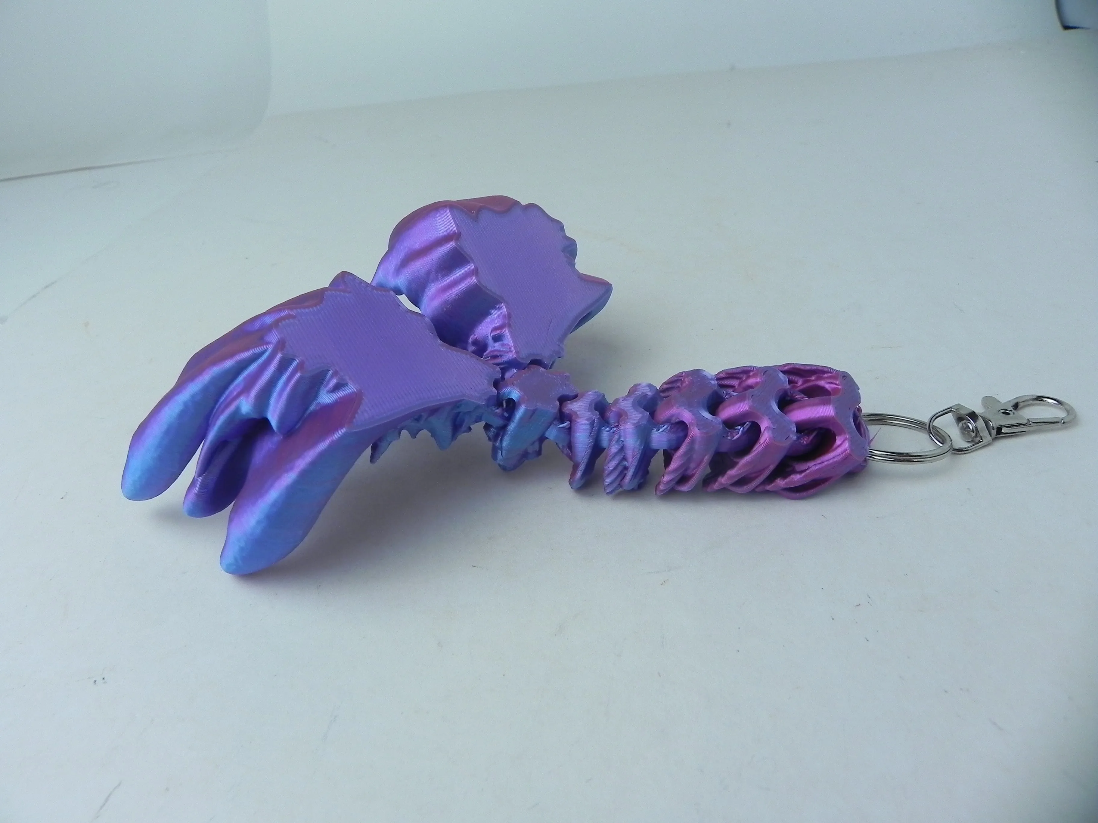 Purple Pink Coral Dragon Fidget 3D Printed Articulated Dragon Keychain