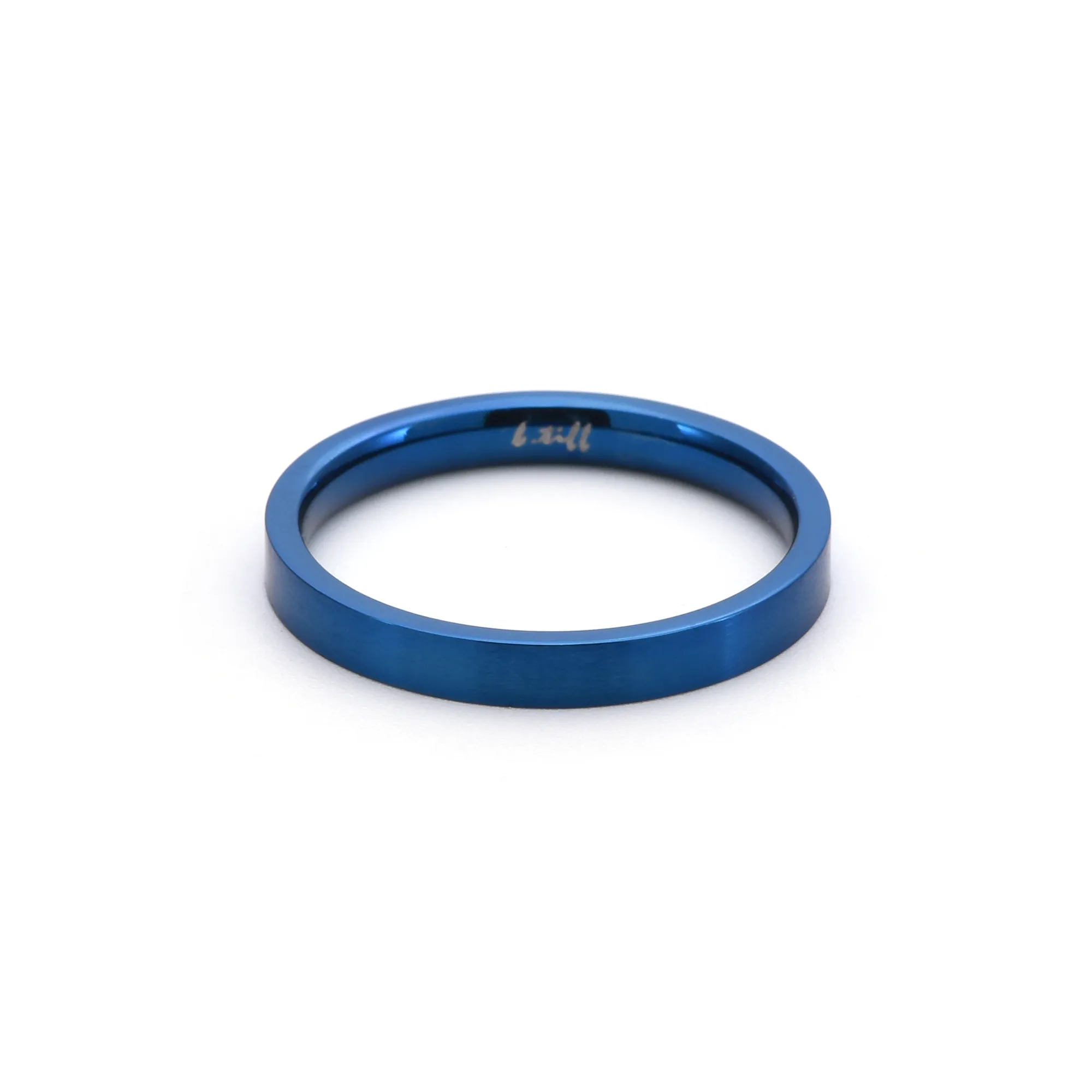 RG101BL B.Tiff Blue Sapphire Stainless Steel Plain Stacking Ring