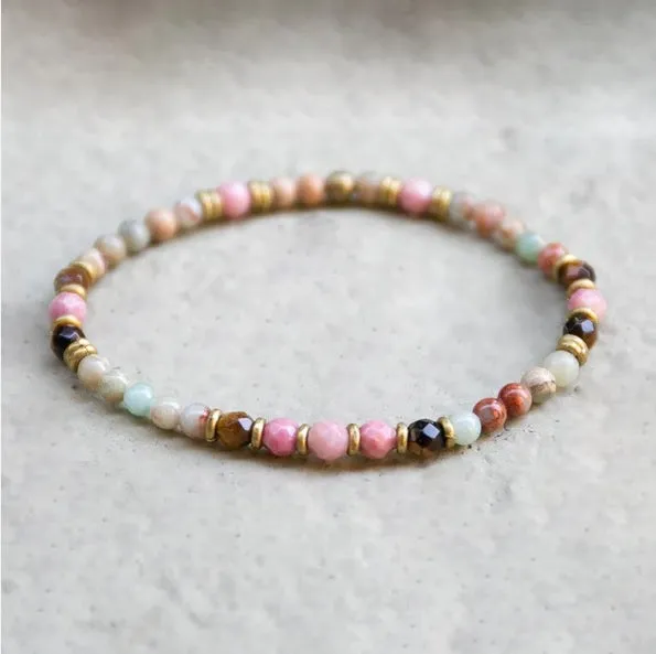 Rhodonite, Jasper Mix Single Mala Bracelet