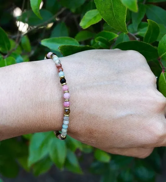 Rhodonite, Jasper Mix Single Mala Bracelet