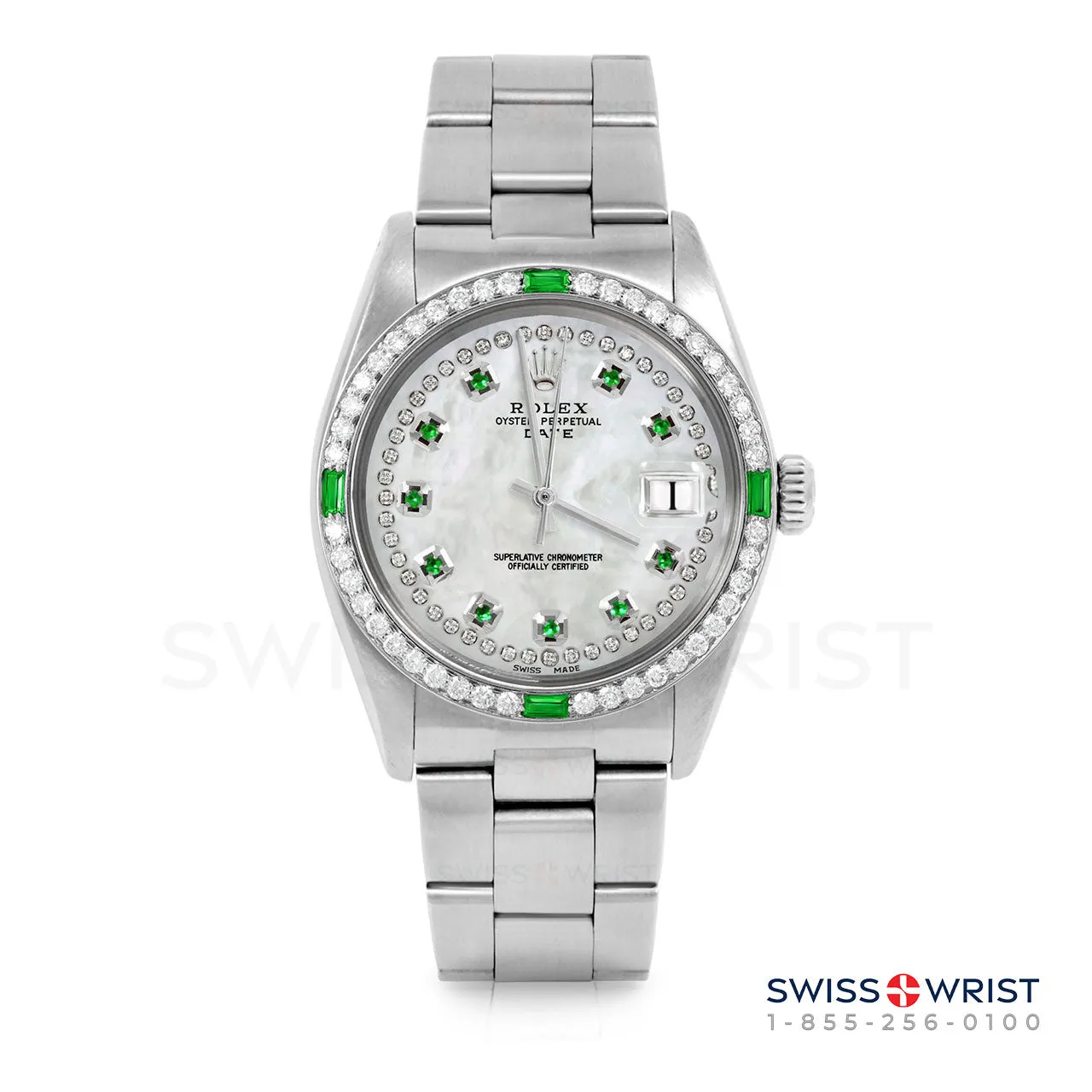 Rolex Date 34mm | 1500-SS-WMOP-STRE-4EMD-OYS