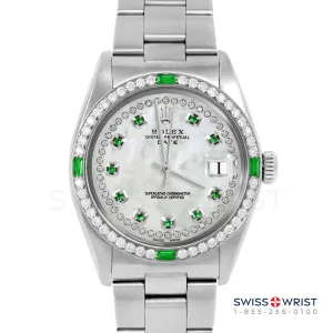 Rolex Date 34mm | 1500-SS-WMOP-STRE-4EMD-OYS