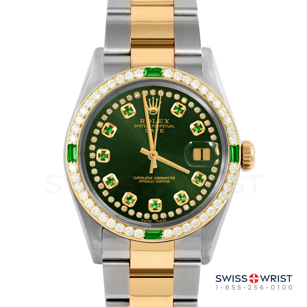 Rolex Date 34mm | 1500-TT-GRN-STRE-4EMD-OYS