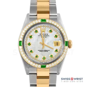 Rolex Date 34mm | 1500-TT-WMOP-STRE-4EMD-OYS