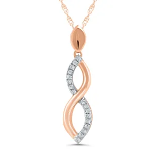 Rose Gold Diamond Curved Infinity Pendant Necklace, 0.05 cttw