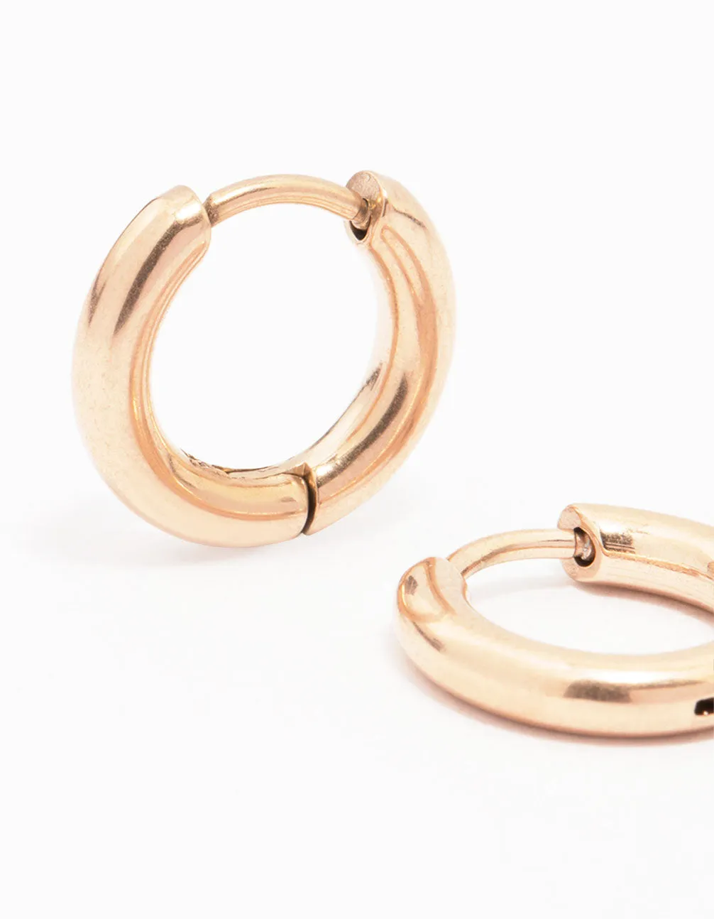 Rose Gold Plated Surgical Steel Chubby Small Huggie Hoop Earrings