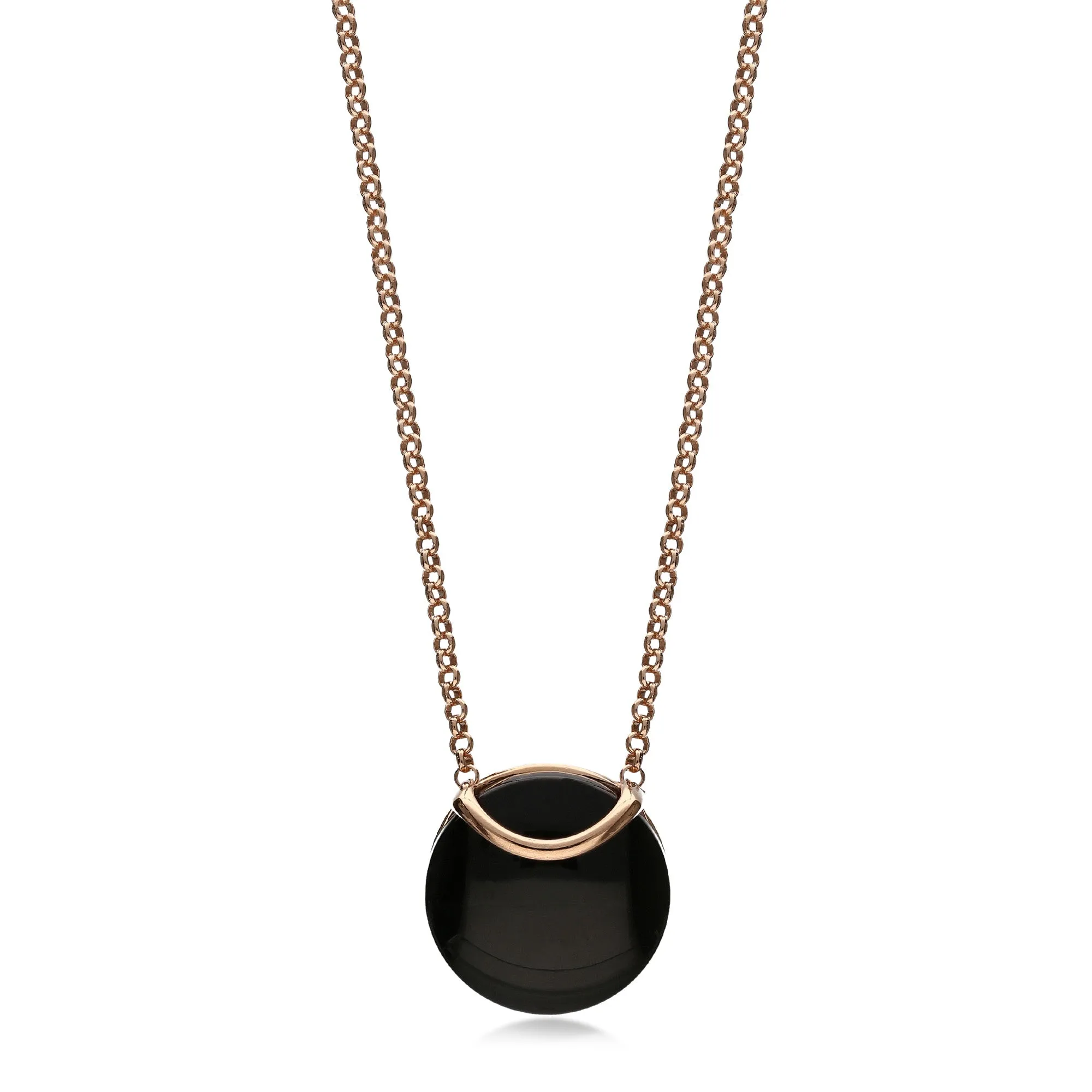 Rose Gold Vermeil Whitby Jet Designer Round Necklace