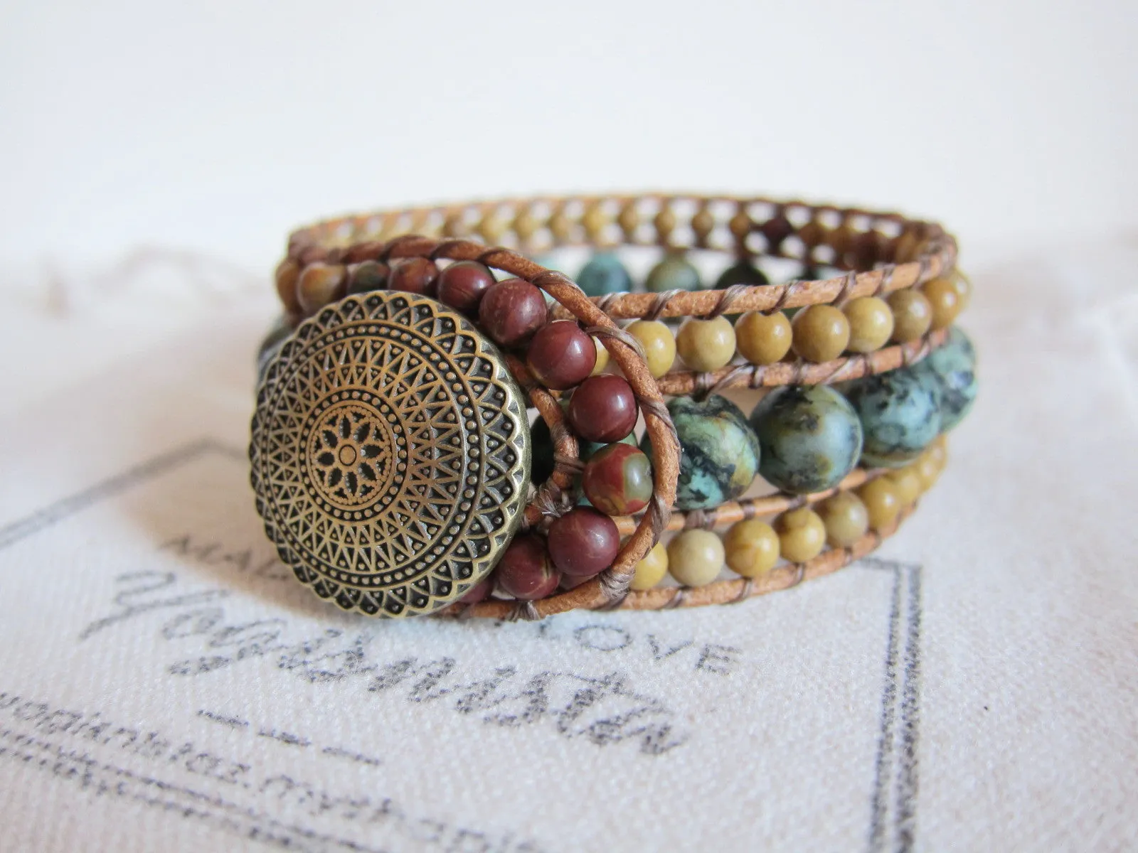 SALE - African Turquoise Cuff Single Wrap Bracelet