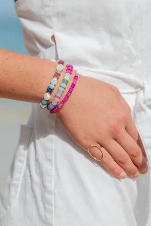 Sale - Hot Pink Rainbow Moonstone Bracelet - Kekipi