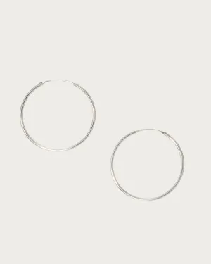 Silver 40mm Skinny Hoop Earrings