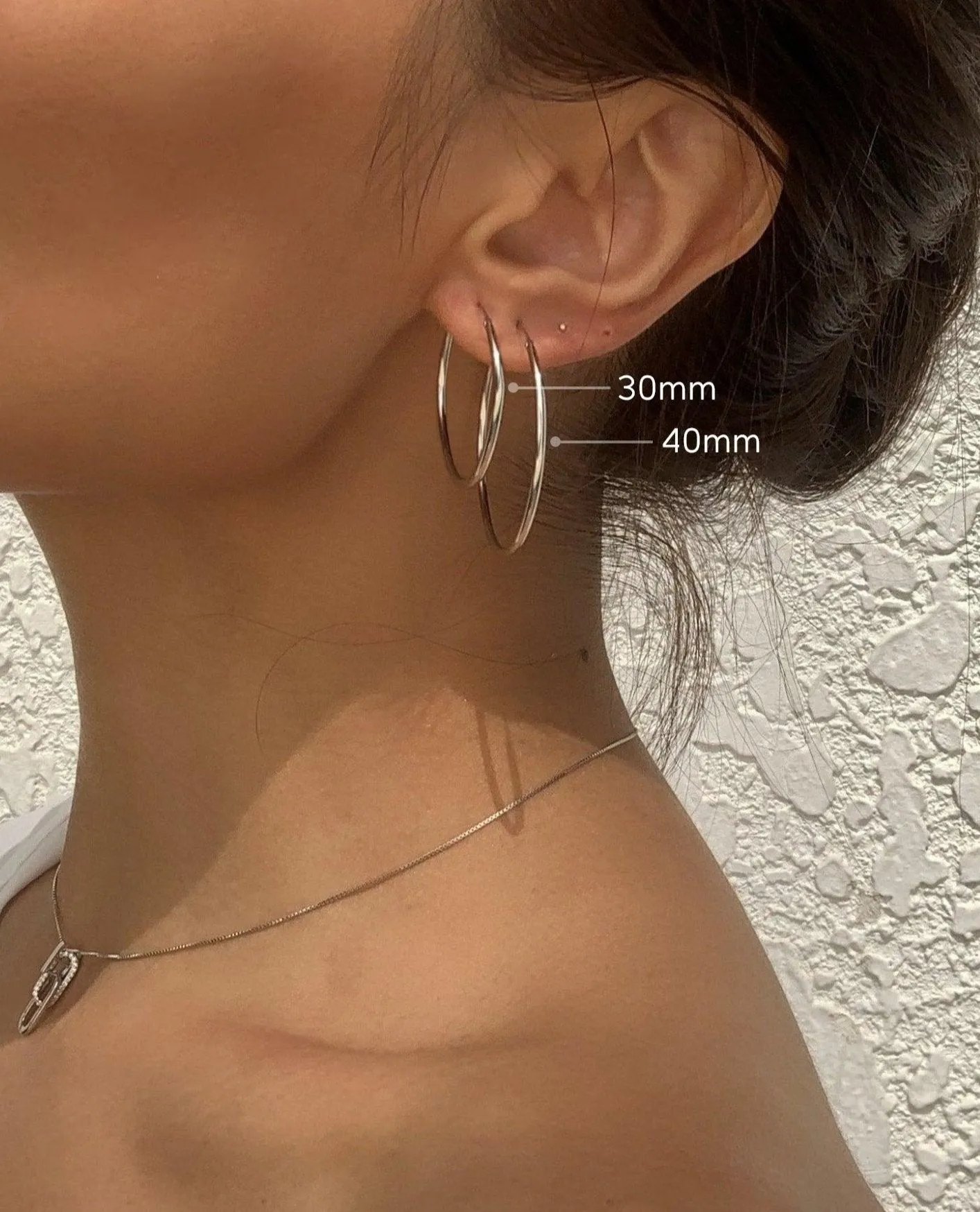 Silver 40mm Skinny Hoop Earrings