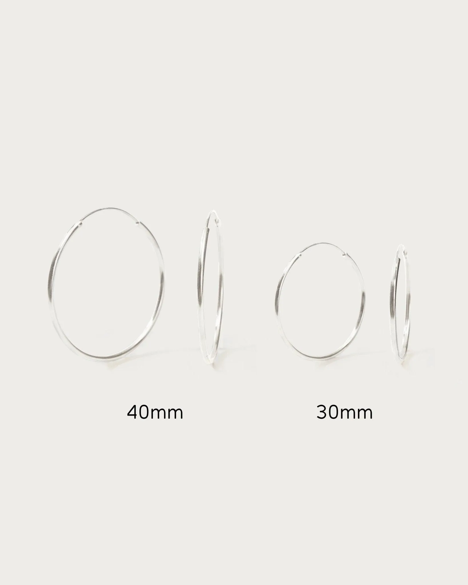 Silver 40mm Skinny Hoop Earrings