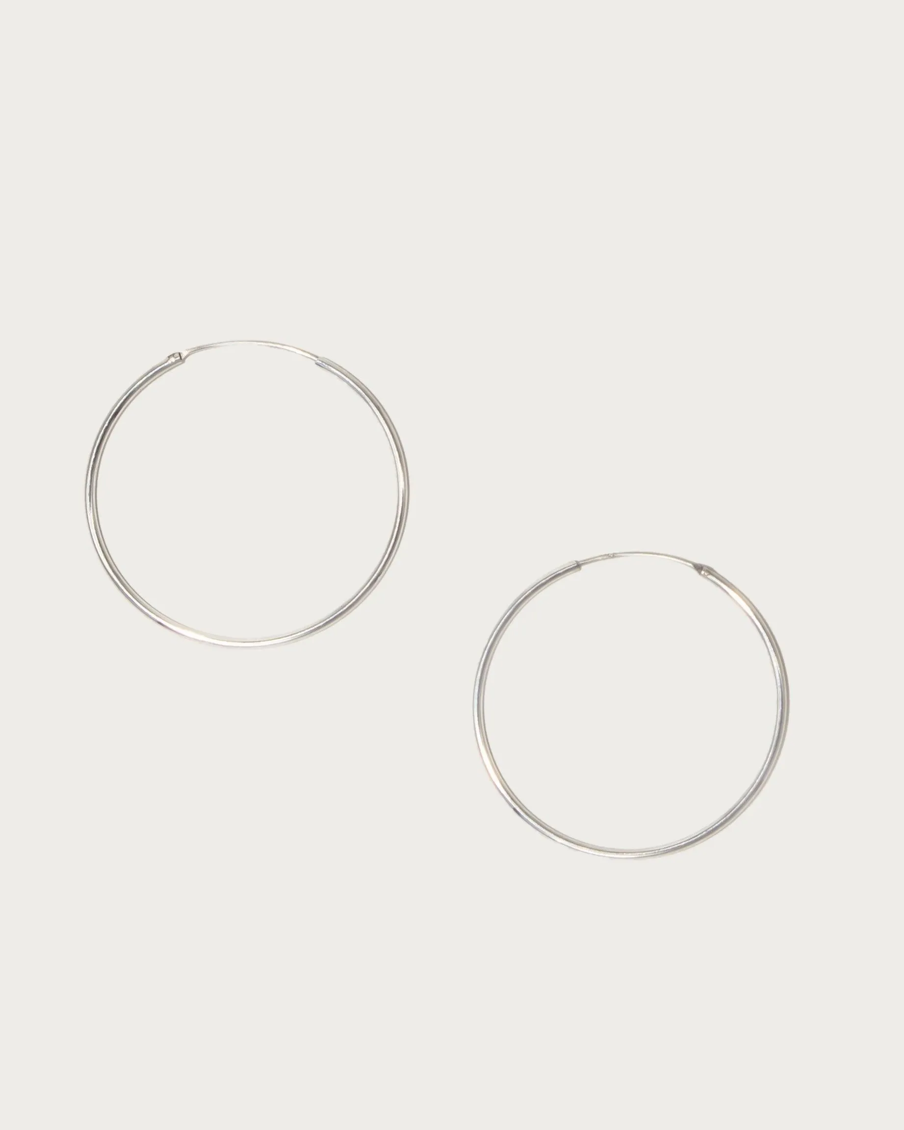 Silver 40mm Skinny Hoop Earrings