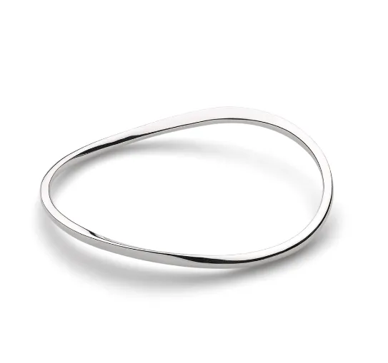 Silver Bevel Cirque Slim Wave Bangle