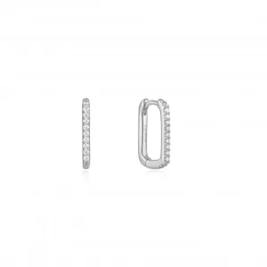 Silver Glam Oval Hoop Earrings E037-04H