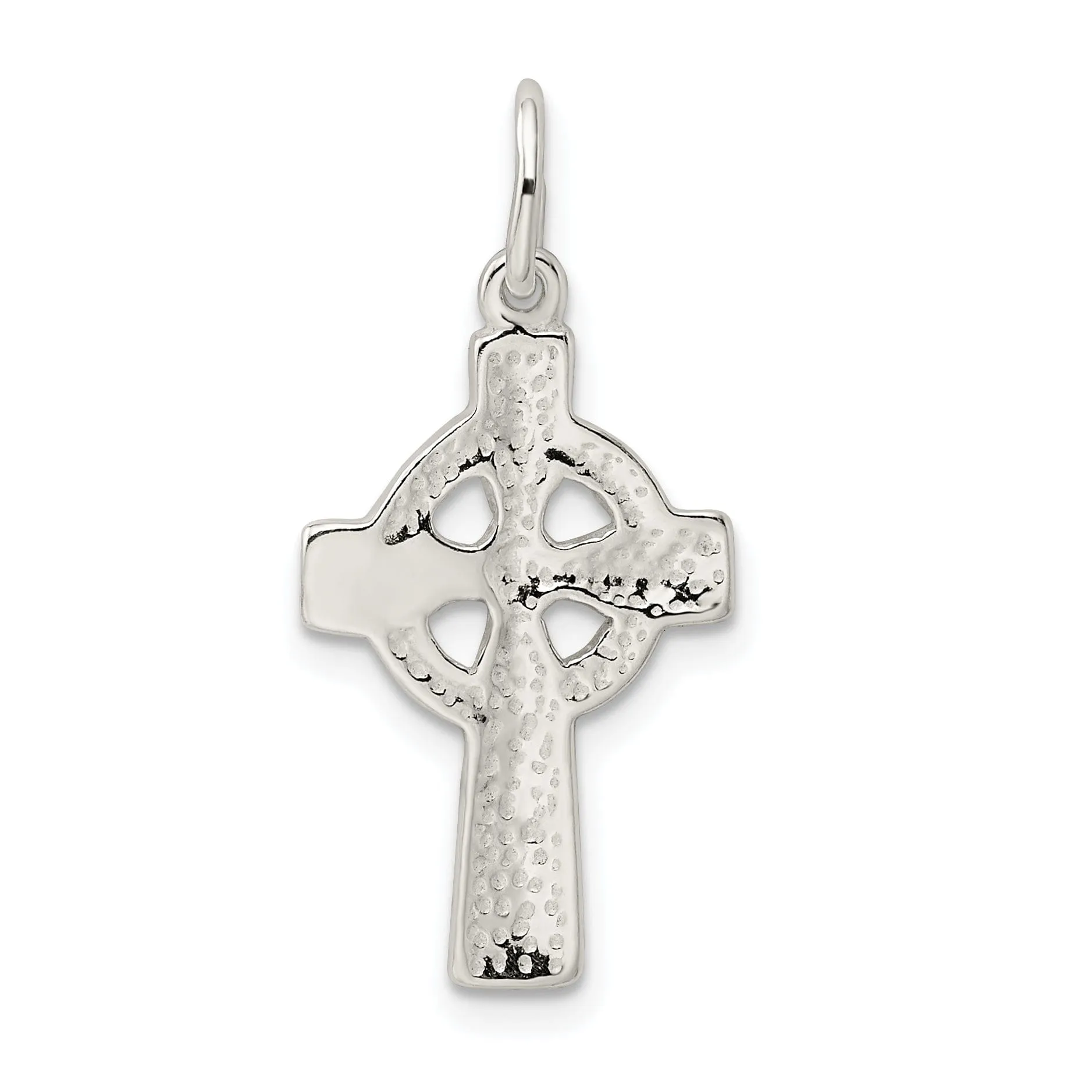 Silver Polished Textured Celtic Cross Pendant