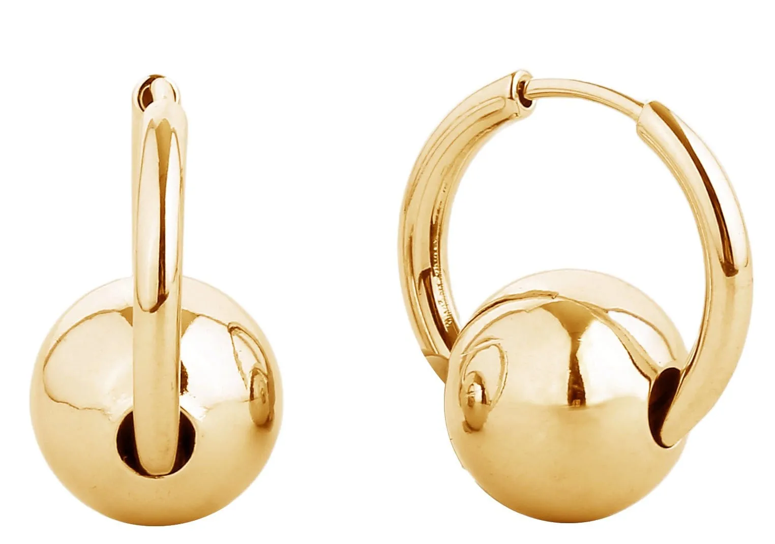 SJE310511 14K Sphere Round Hoop Earrings