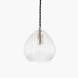 Small Ribbed Glass Pendant Light 16 cm