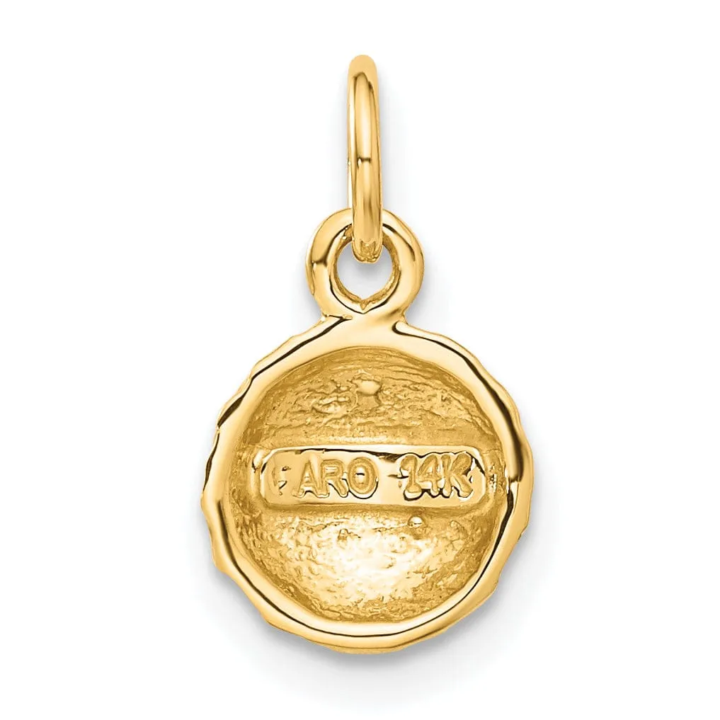 Solid 14k Yellow Gold Golf Ball Charm Pendant