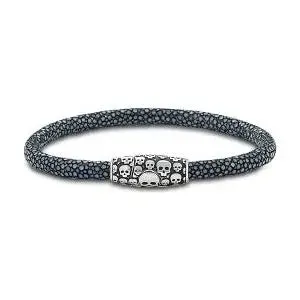 SS SKULL DESIGN STINGRAY BRACELET- BLACK