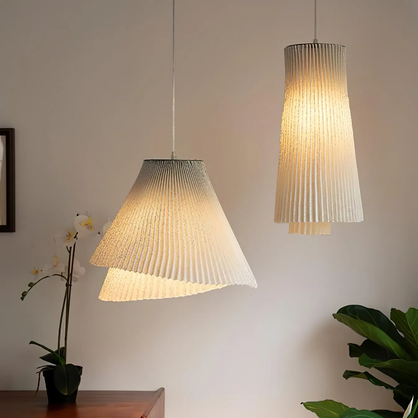 Stainless Steel Pleated Pendant Lamp