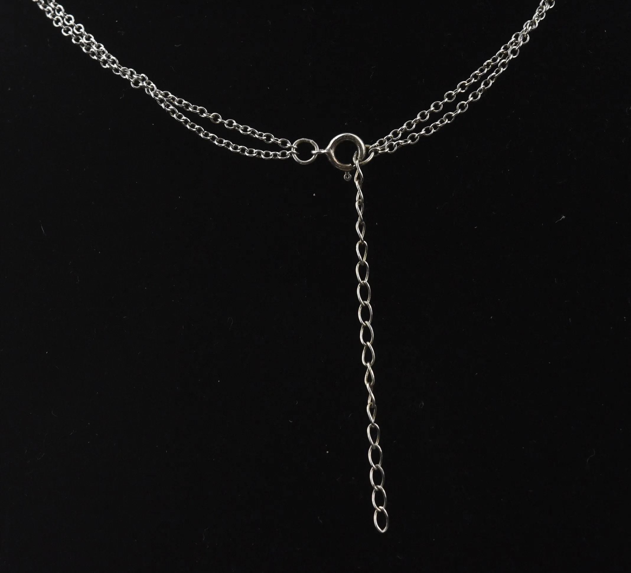 Sterling Silver Cubic Zirconia "B" Pendant on Double Strand Sterling Silver Chain Necklace - 20"