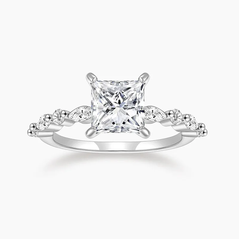 Sterling Silver Cushion CZ Solitaire Ring