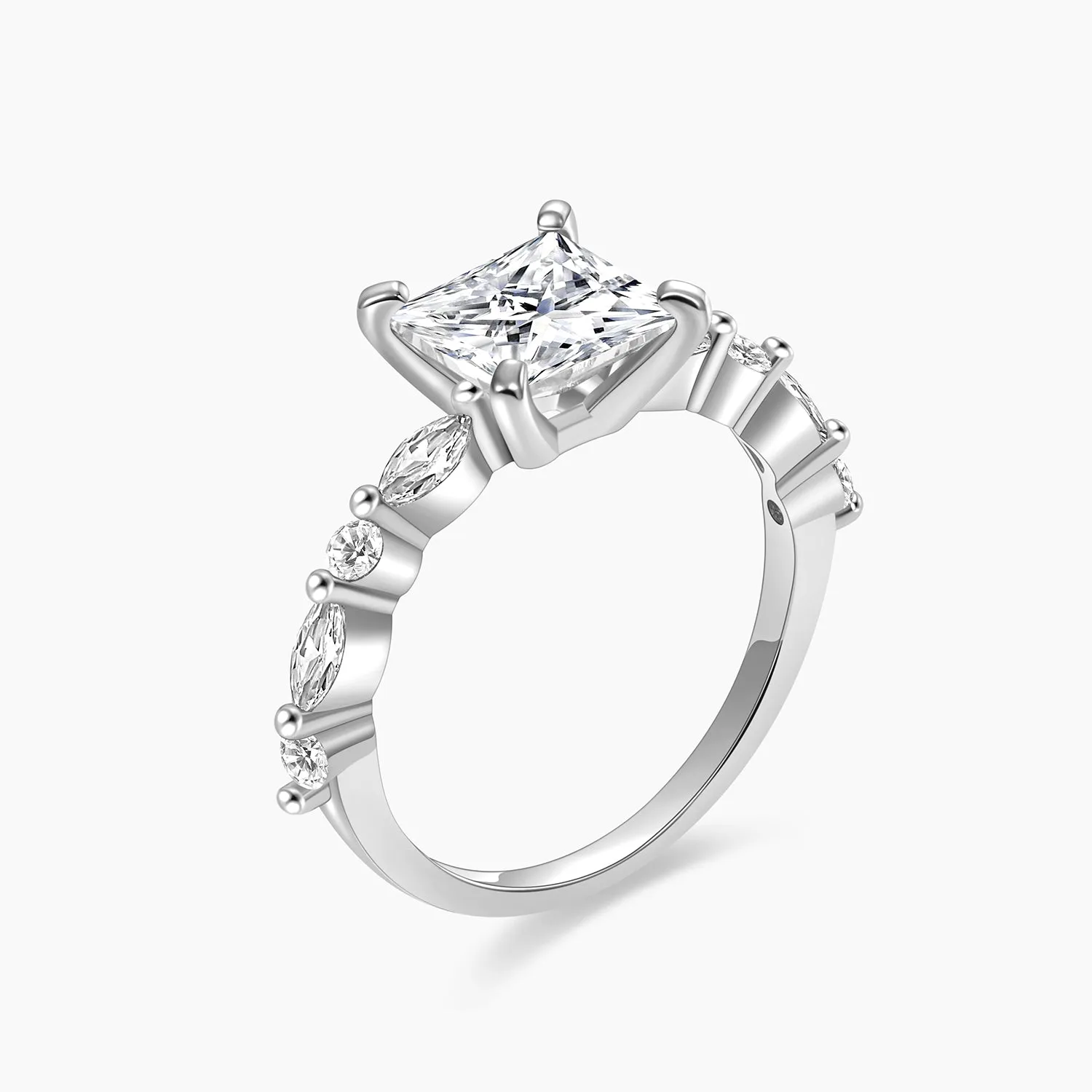 Sterling Silver Cushion CZ Solitaire Ring