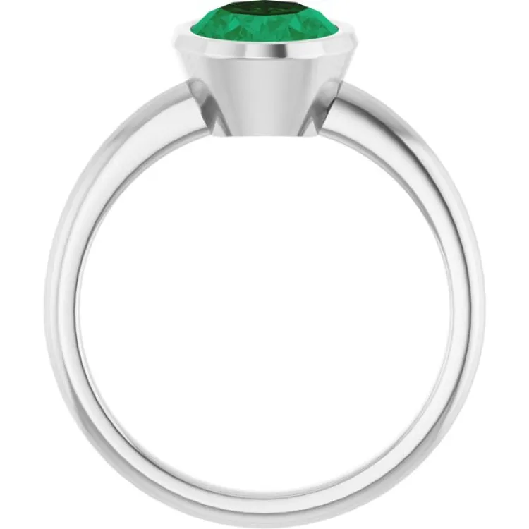 Sterling Silver Lab-Grown Emerald Ring