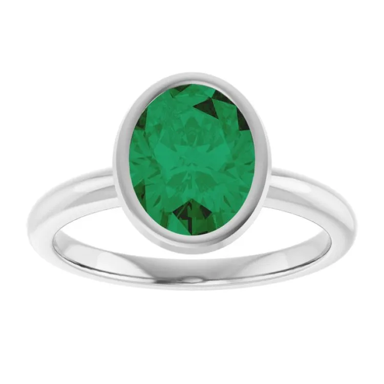 Sterling Silver Lab-Grown Emerald Ring