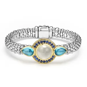 Studio Two-Tone Moonstone and Gemstone Caviar Beaded Bracelet | 9mm