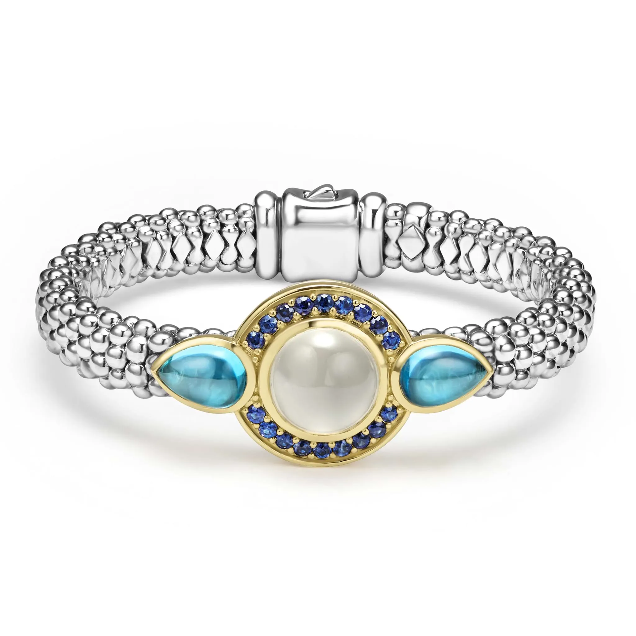 Studio Two-Tone Moonstone and Gemstone Caviar Beaded Bracelet | 9mm