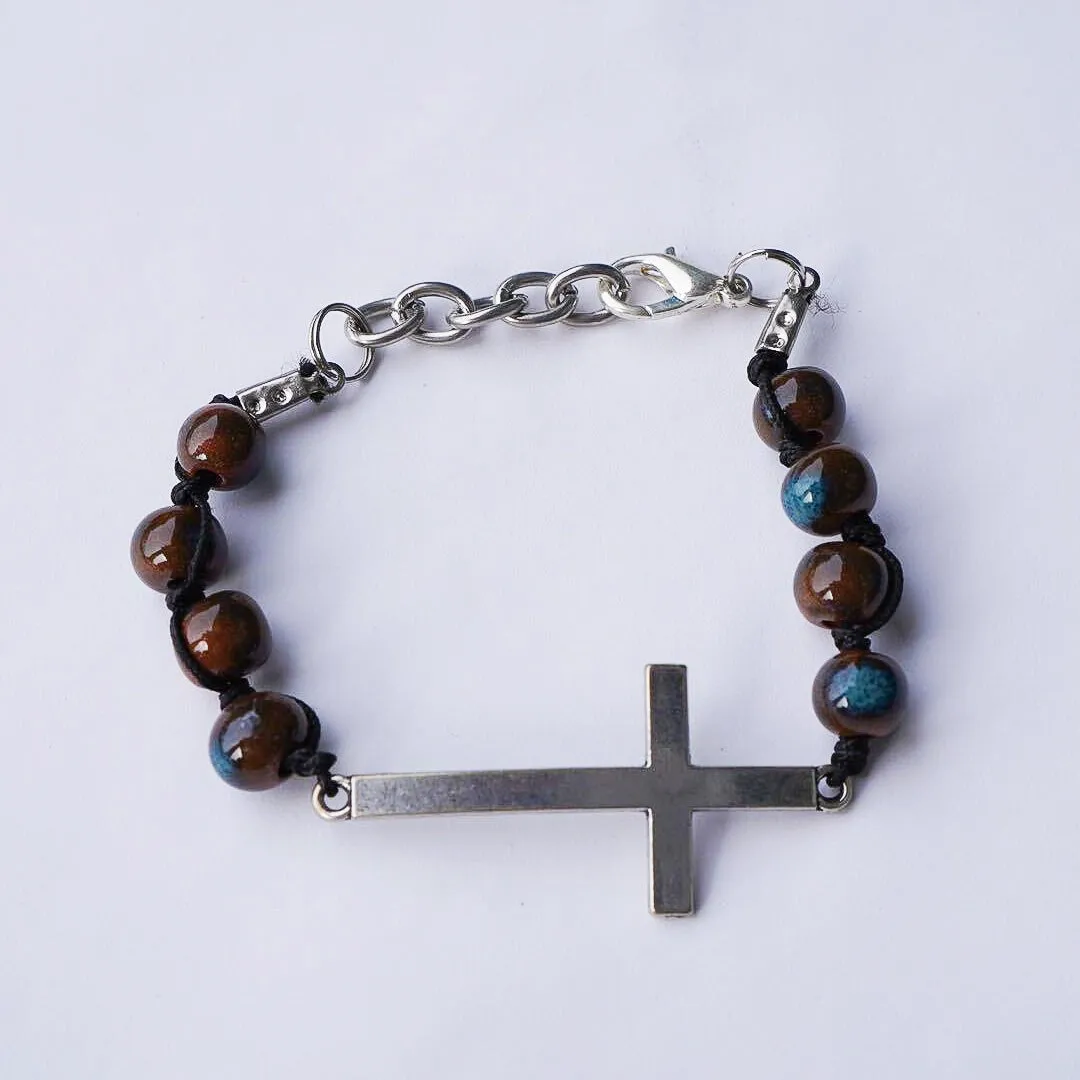 SwaziMUD™ Silver Thin Cross Bracelet