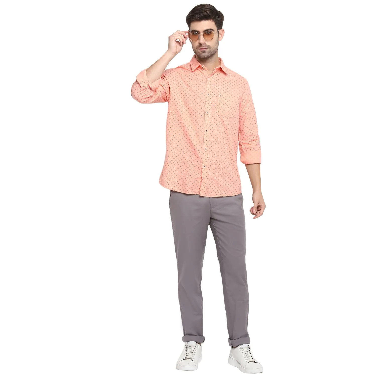 Turtle Men Coral Linen Printed Slim Fit Shirts