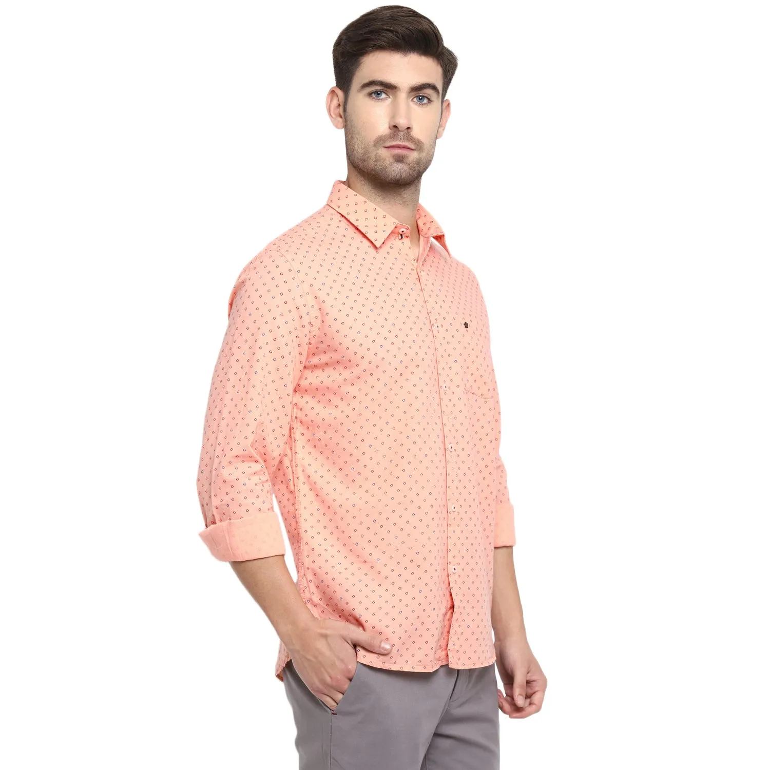 Turtle Men Coral Linen Printed Slim Fit Shirts