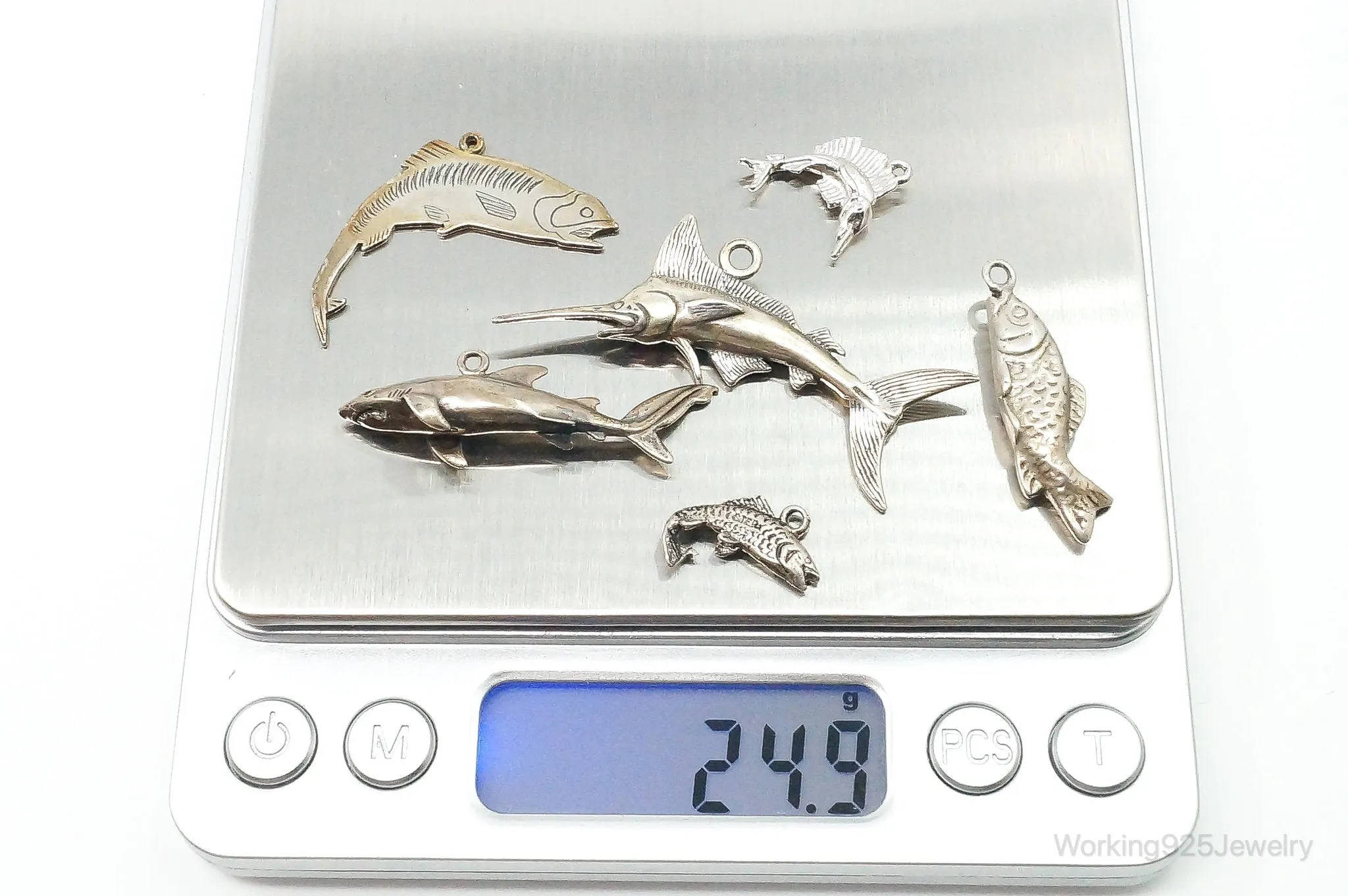 Vintage Antique Ocean Sea Life Sterling Silver Charms Lot