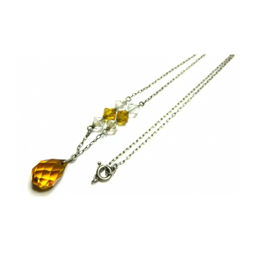 Vintage Art Deco 1930s Amber Glass Necklace