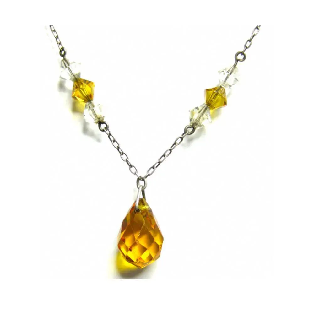 Vintage Art Deco 1930s Amber Glass Necklace