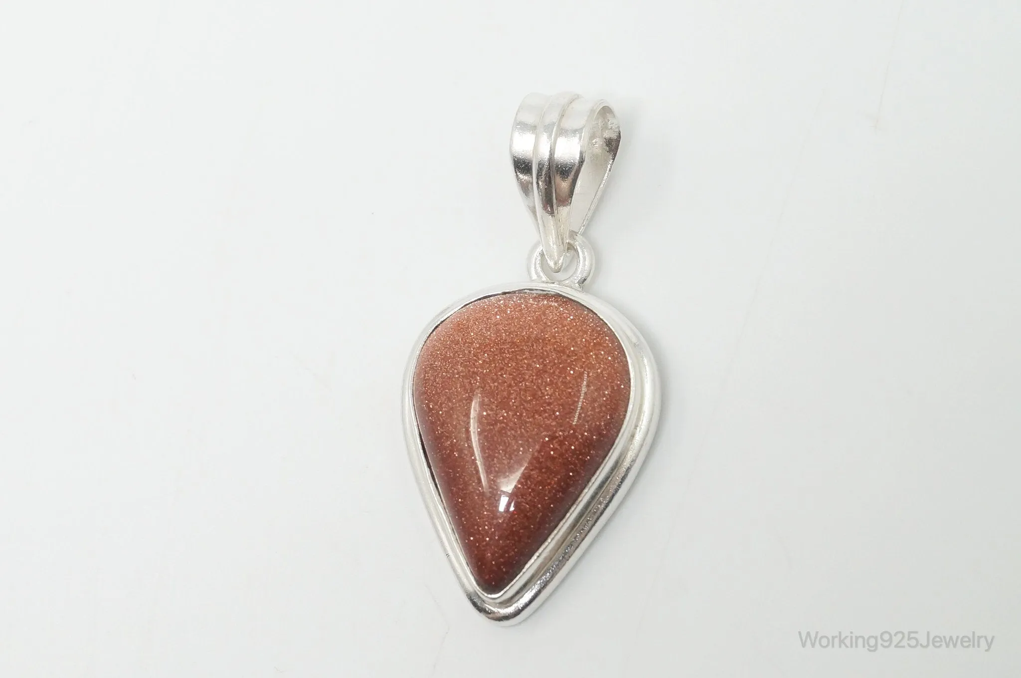 Vintage Large Goldstone Sterling Silver Southwestern Necklace Pendant