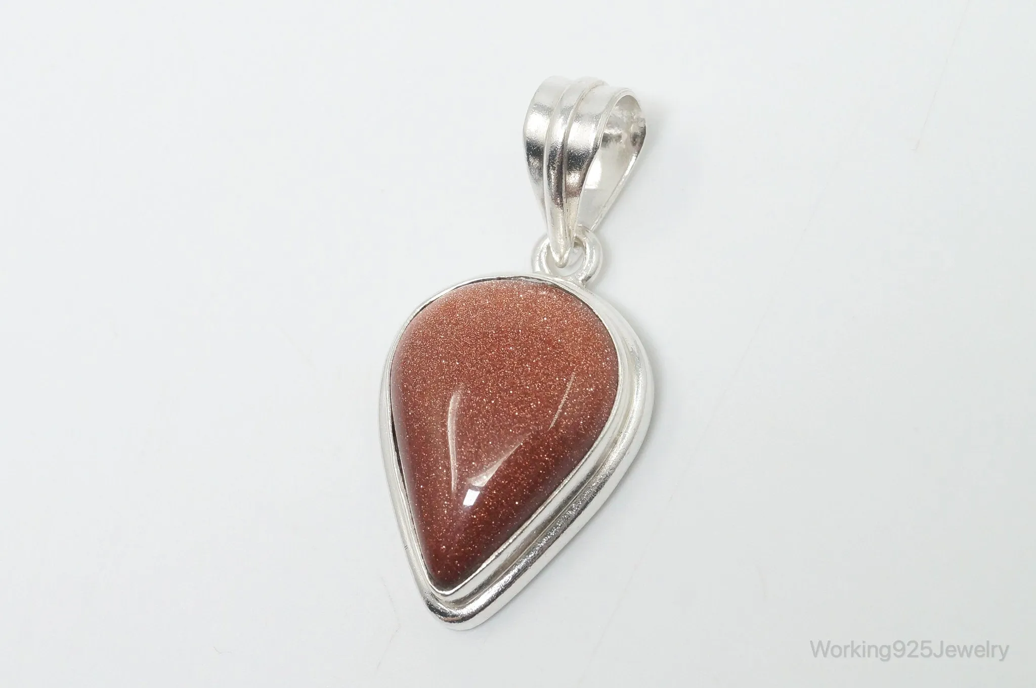 Vintage Large Goldstone Sterling Silver Southwestern Necklace Pendant